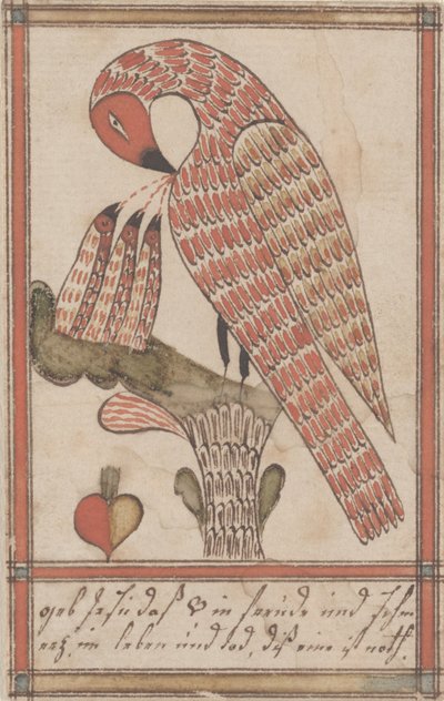 Pelicano em sua piedade, c.1800 (tinta & wc no papel) de American School