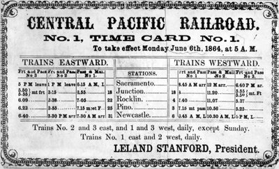 Cópia fotográfica do calendário original da Central Pacific Railroad Companys para 6 de junho de 1864, 1864 de American School