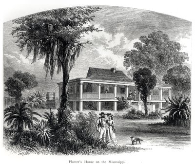 Casa do plantador no Mississippi, gravada por JH Ellawell de American School