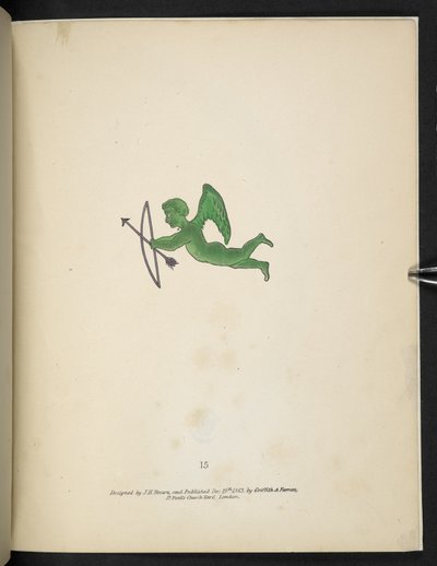 Placa 15. Figura do Cupido Verde.  Espectropia; ou, Surpreendentes ilusões espectrais mostrando fantasmas por toda parte, e de qualquer cor, etc. ser. 1.  J.H. Marrom  1864 de American School