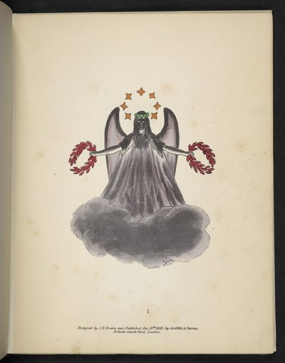 Prancha 1. Um anjo negro.  Espectropia; ou, Surpreendentes ilusões espectrais mostrando fantasmas por toda parte, e de qualquer cor, etc. ser. 1.  J.H. Marrom,  1864 de American School