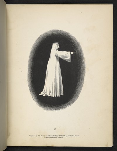 Placa 3. Um fantasma em branco. Espectropia; ou, surpreendentes ilusões espectrais mostrando fantasmas por toda a parte, e de qualquer cor, etc. ser. 1. J.H. Brown 1864 de American School