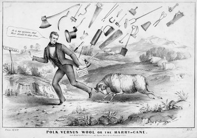 Polk versus lã, ou The Harry-cane, publicado por HR Robinson, Nova York, 1844 de American School