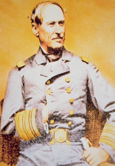Retrato de David Glasgow Farragut (1801-70), Almirante da União (cor litho) de American School