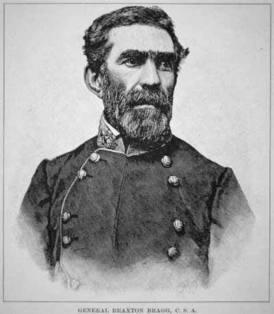 Retrato do General Braxton Bragg (1817-76) (litho) de American School