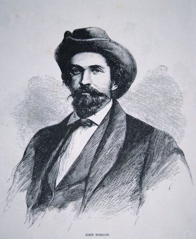 Retrato de John Hunt Morgan (1825-64) (litho) de American School