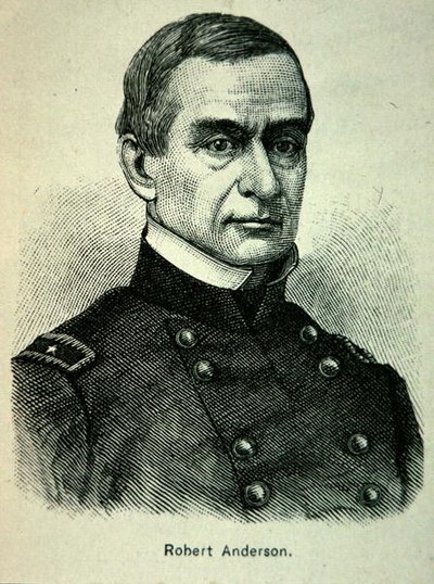 Retrato do Major Robert Anderson (1805-71) (lito) de American School