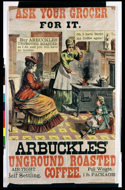 Poster publicidade Arbuckles Unground café torrado de American School