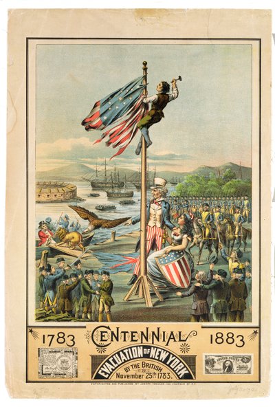 Cartaz publicitário do Centenário da evacuação de Nova York pelos britânicos em 25 de novembro de 1783, 1883 de American School