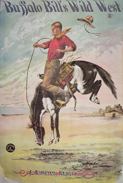 Cartaz de um bronco em balde, para o Buffalo Bill (1846-1917) Wild West Show, c.1885 (cor litho) de American School