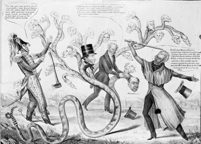 Presidente Andrew Jackson (1767-1845) matando a Hidra de American School
