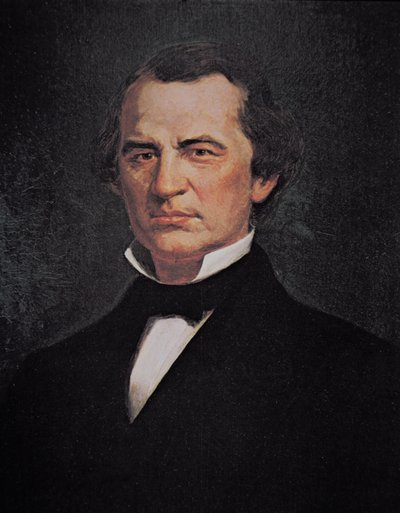 Presidente Andrew Johnson (1808-75) (cor litho) de American School