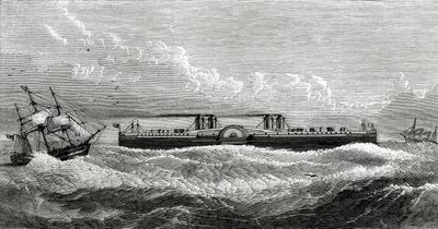 Navio-balsa proposto entre Dover e Calais, ilustração do Appletons Journal, 4 de maio de 1872 de American School