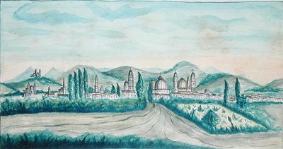 Pueblo, México (aquarela sobre papel) de American School