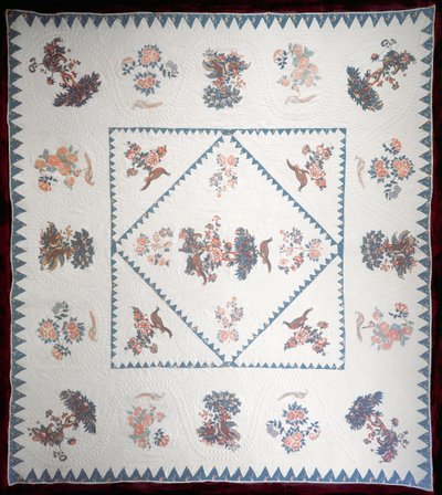 Colcha em Broderie Perse, c.1800 (aplicado, estampado de algodão em colcha) de American School