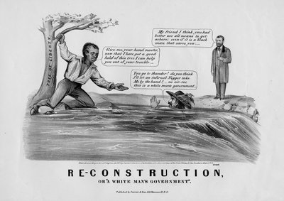 Re-construção, ou, Um governo do homem branco, publicado por Currier & Ives, New York, 1868 de American School