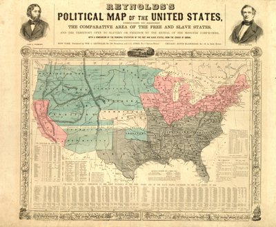 Mapa político de Reynolds dos Estados Unidos, c.1850 de American School