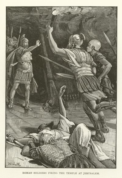 Soldados romanos disparando o templo em Jerusalém de American School