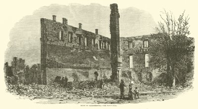 Ruínas de Chambersburg, a Câmara Municipal, em setembro de 1864 de American School