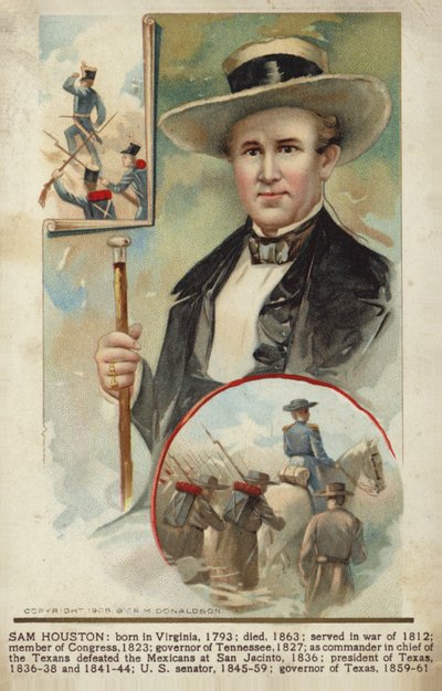 Sam Houston (litografia colorida) de American School