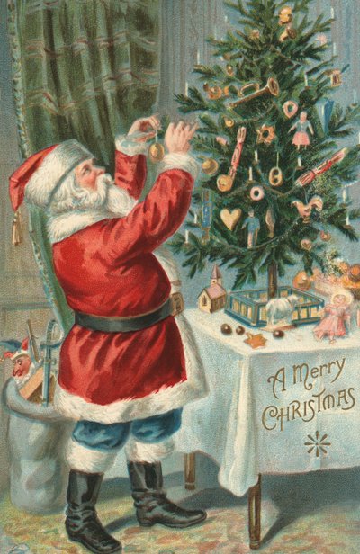 Papai Noel Decorando uma Árvore de Natal de American School