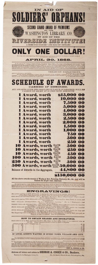 Segundo Grande Prêmio da Washington Library Co em prol da Riverside Insitution !, 20 de maio de 1867 de American School