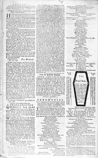 Segunda página do Boston Evening Post anunciando a morte do rei George II (1683-1760), 5 de janeiro de 1761 (impressão) de American School