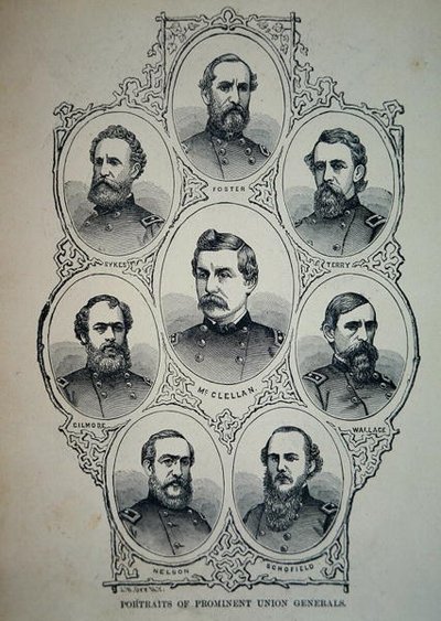 Sete Retratos de Proeminentes Generais do Exército da União (lito) de American School