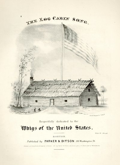 Partituras para The Log Cabin Song ..., publicado por Parker & Ditson, Boston, 1840 de American School