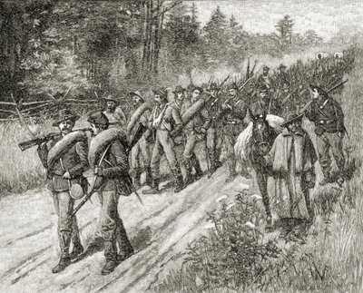 Exército de Sherman em marcha para o mar em 1865, de "Uma Breve História dos Estados Unidos", publicado pela AS Barnes und Co. em 1885 de American School