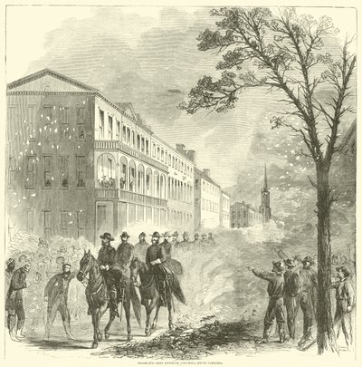 Exército de Shermans entrando em Columbia, Carolina do Sul, fevereiro de 1865 de American School