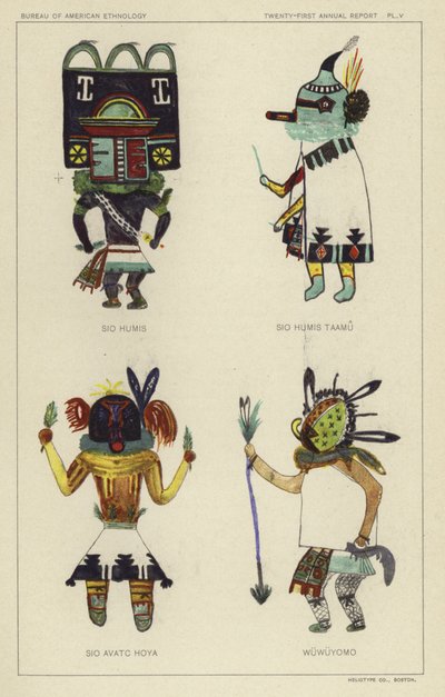 Sio Humis, Sio Humis Taamu, Sio Avatc Hoya, Wuwuyomo (litografia a cores) de American School