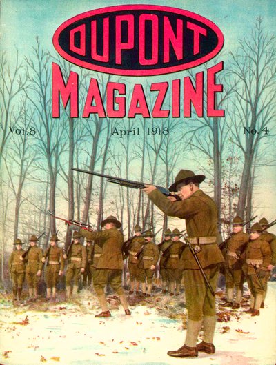 Soldados, capa da revista DuPont, abril de 1918 de American School