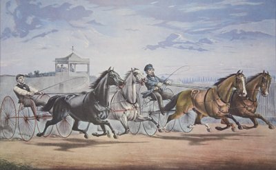 Stella e Alice Gray - Lanterna e Baleia, Passando o Stand (Em sua grande partida para em Double Harness sobre o Curso da União LI 5 de junho de 1855), pub. 1855, Currier & Ives de American School