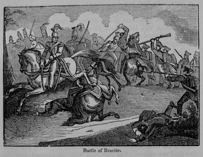 A Batalha de Bracito, Ilustração de "Uma História Pictórica do México e a Guerra Mexicana", de John Frost, publicada em 1862 de American School