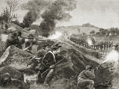 Os britânicos recuando de Lexington, de "Uma Breve História dos Estados Unidos", publicado pela AS Barnes und Co. em 1885 de American School
