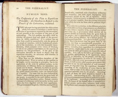 O federalista, publicado em 1788 (impressão) de American School
