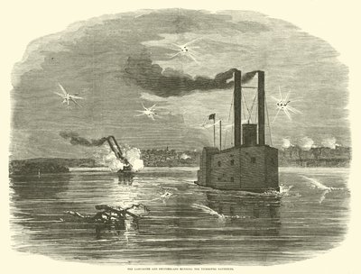 The Lancaster e Suíça executando as baterias de Vicksburg, março de 1863 de American School