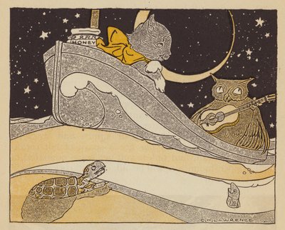 A Coruja e o Gatinho (cor litho) de American School