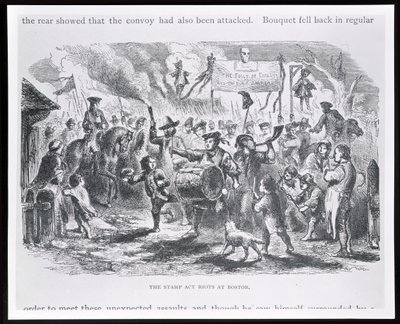 The Stamp Act Revoltas em Boston, 25 de agosto de 1765, de "História da Juventude dos Estados Unidos" por Ellis de American School