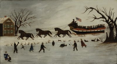 As Suffragettes Tomando um Passeio de Trenó, 1870-90 de American School