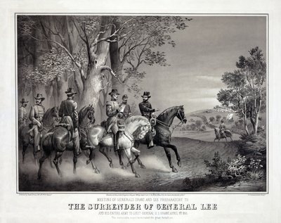 A Rendição do General Lee, pub. 1866 (litografia) de American School