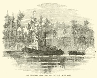 O rebocador Donaldson subindo o Cape Fear, em março de 1865 de American School