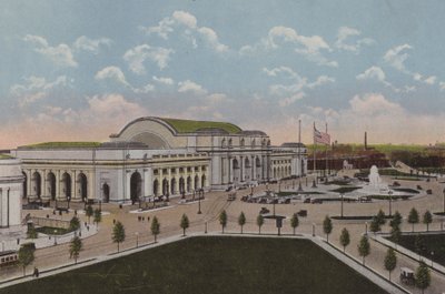 A Union Station, Washington DC (litografia a cores) de American School