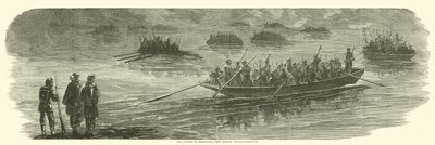 O avanço do corpo de Sedgwicks cruzando o Rappahannock, abril de 1863 de American School