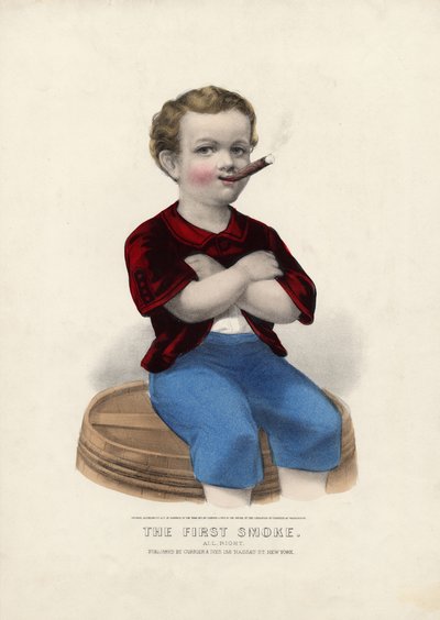 A primeira fumaça: Tudo, certo, pub. por Currier & Ives, 1870 de American School