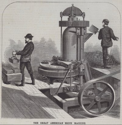 A grande máquina de tijolos americana (gravura) de American School