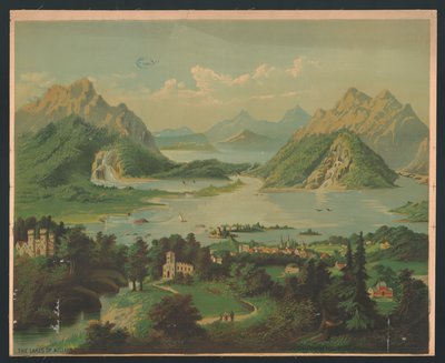 Os lagos de Killarney, c.1878 (chromolitho) de American School