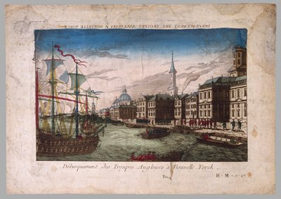 O desembarque de tropas britânicas em Nova York, 1776 de American School