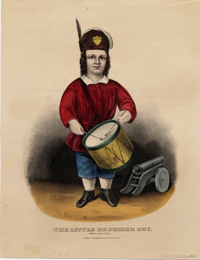 O pequeno menino baterista: rub-a-dub-dub, pub. por Currier & Ives, c.1860 de American School